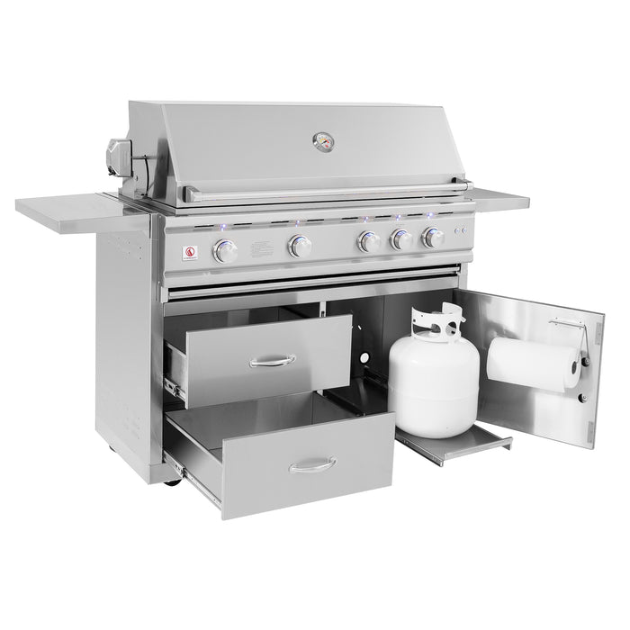 Summerset Grills TRL Deluxe Series 44" Built-in Natural Gas or Liquid Propane Grill with Cart