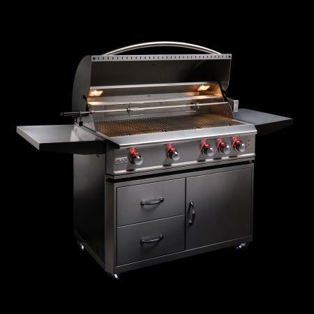 Blaze 44" 4-Burner Built-In Gas Grill with Rear Infrared Burner. Cart Included. In Natural Gas or Liquid Propane