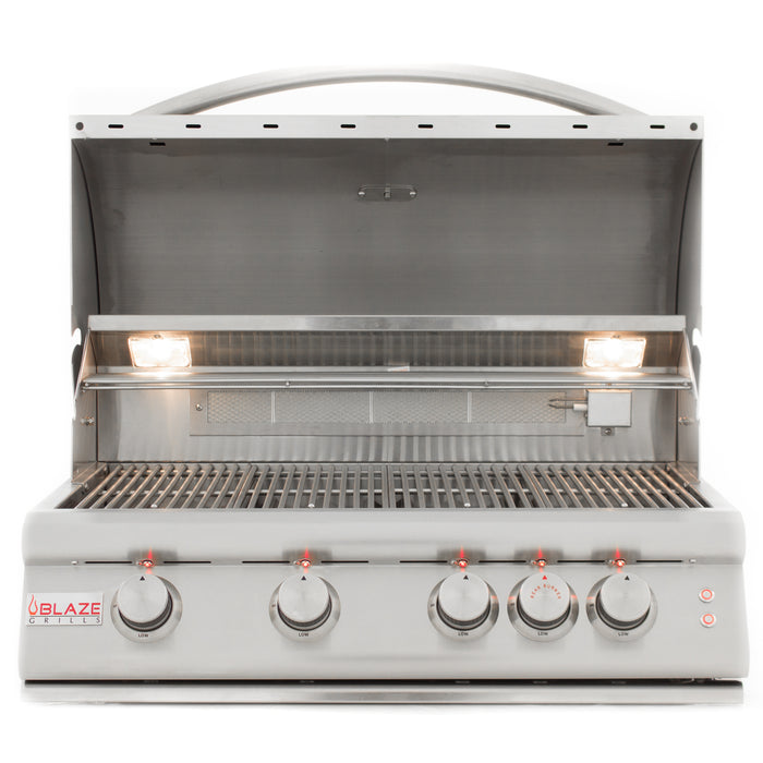 Blaze 32" 4-Burner LTE Gas Grill with Rear Burner and Integrated Lighting System. Available in Natural Gas or Liquid Propane