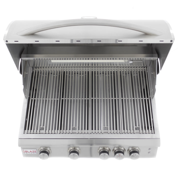 Blaze 32" 4-Burner LTE Gas Grill with Rear Burner and Integrated Lighting System. Available in Natural Gas or Liquid Propane