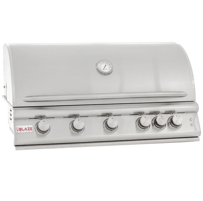 Blaze 40" 5-Burner LTE Gas Grill with Rear Burner and Built-in Lighting System. Available in Natural Gas or Liquid Propane