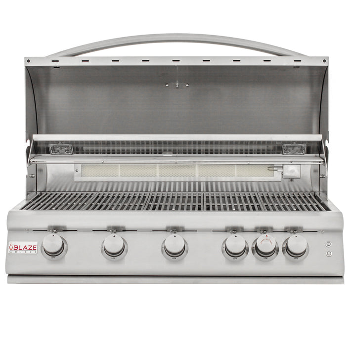 Blaze 40" 5-Burner LTE Gas Grill with Rear Burner and Built-in Lighting System. Available in Natural Gas or Liquid Propane