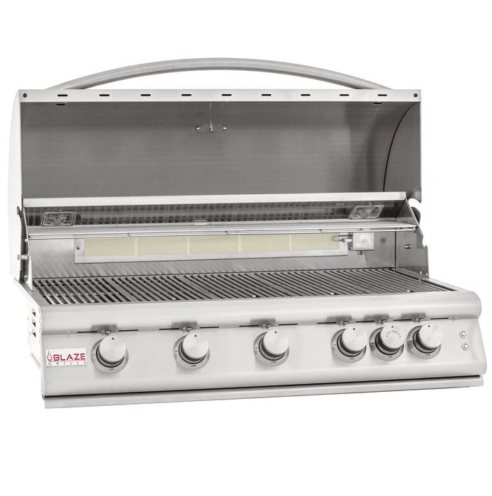 Blaze 40" 5-Burner LTE Gas Grill with Rear Burner and Built-in Lighting System. Available in Natural Gas or Liquid Propane