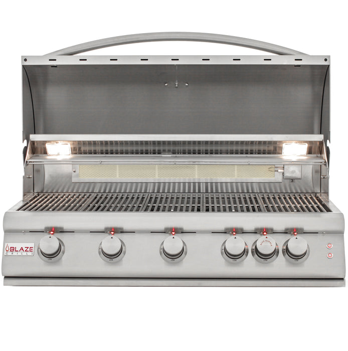 Blaze 40" 5-Burner LTE Gas Grill with Rear Burner and Built-in Lighting System. Available in Natural Gas or Liquid Propane