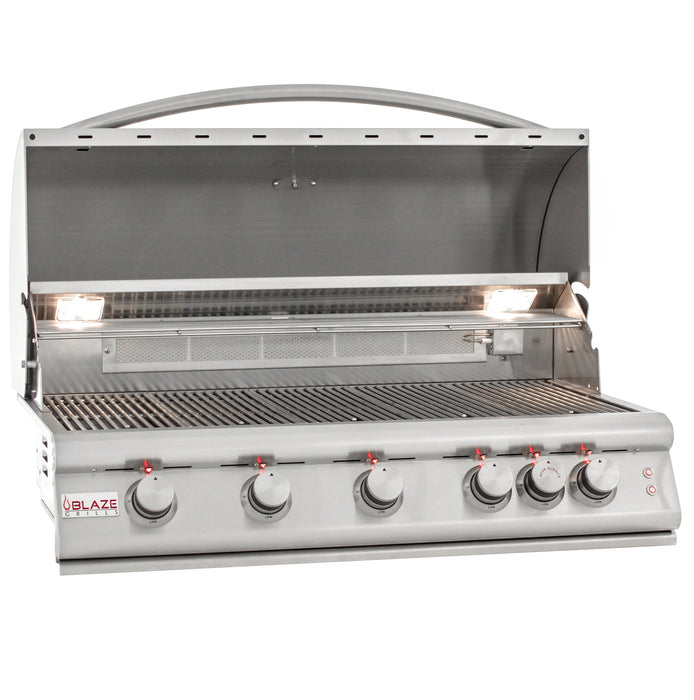 Blaze 40" 5-Burner LTE Gas Grill with Rear Burner and Built-in Lighting System. Available in Natural Gas or Liquid Propane