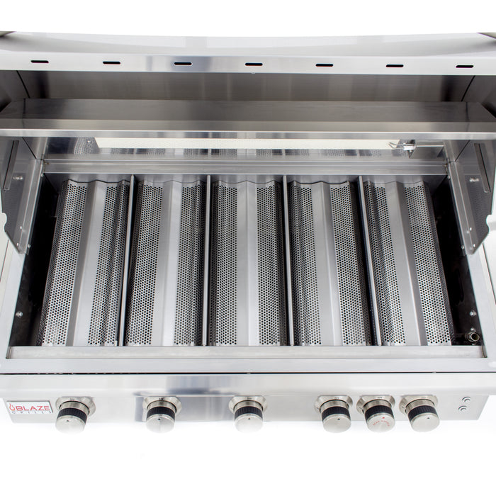 Blaze 40" 5-Burner Premium LTE+ Gas Grill with Rear Burner and Built-in Lighting System. Cart included. Available in Natural Gas or Liquid Propane