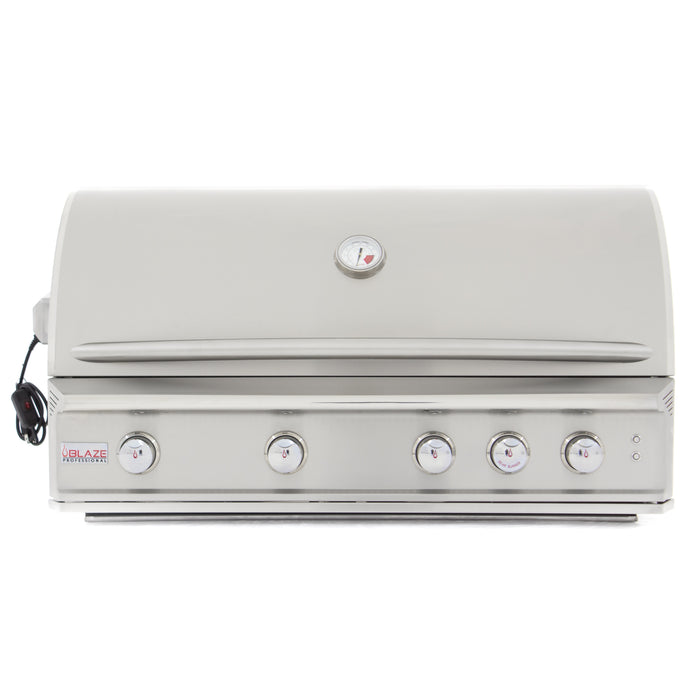 Blaze 44" 4-Burner Built-In Gas Grill with Rear Infrared Burner. Cart Included. In Natural Gas or Liquid Propane