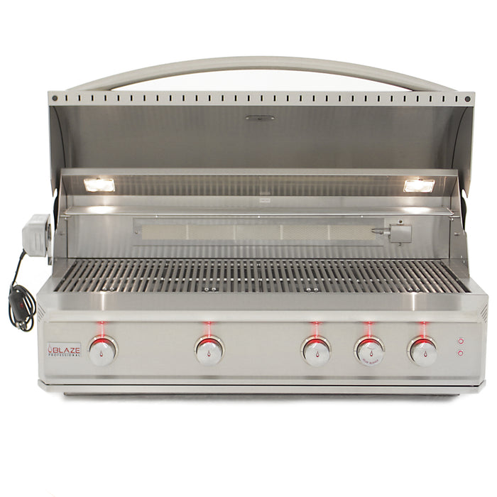 Blaze 44" 4-Burner Built-In Gas Grill with Rear Infrared Burner. Cart Included. In Natural Gas or Liquid Propane