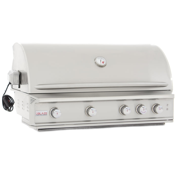 Blaze 44" 4-Burner Built-In Gas Grill with Rear Infrared Burner. Cart Included. In Natural Gas or Liquid Propane