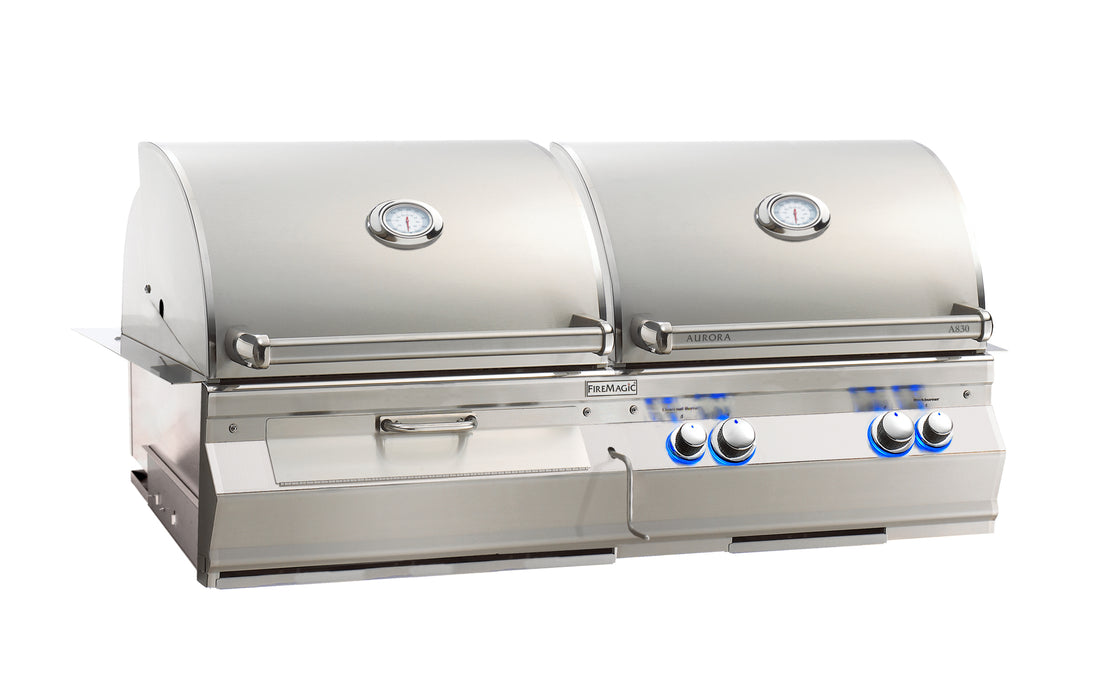 Fire Magic Aurora 830i Gas/Charcoal Combo Built-In Natural Gas Grill