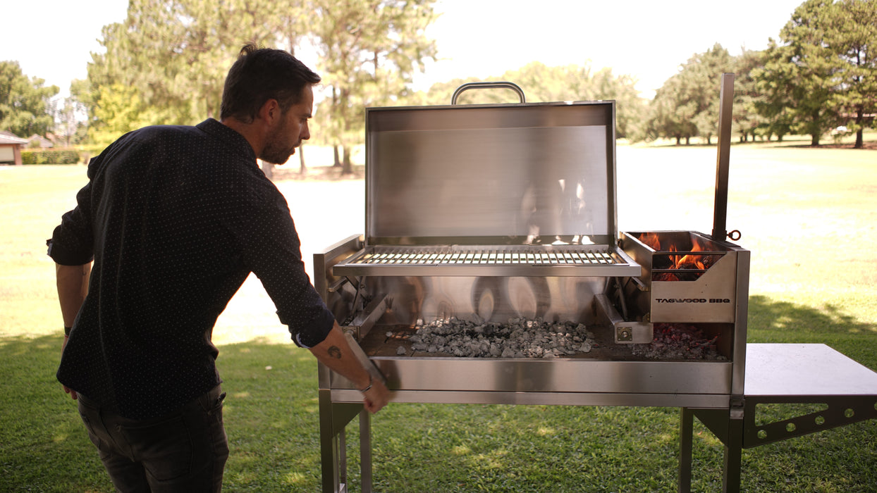 Tagwood BBQ Freestanding Wood-Fire & Charcoal Gaucho Argentine Grill with Lid