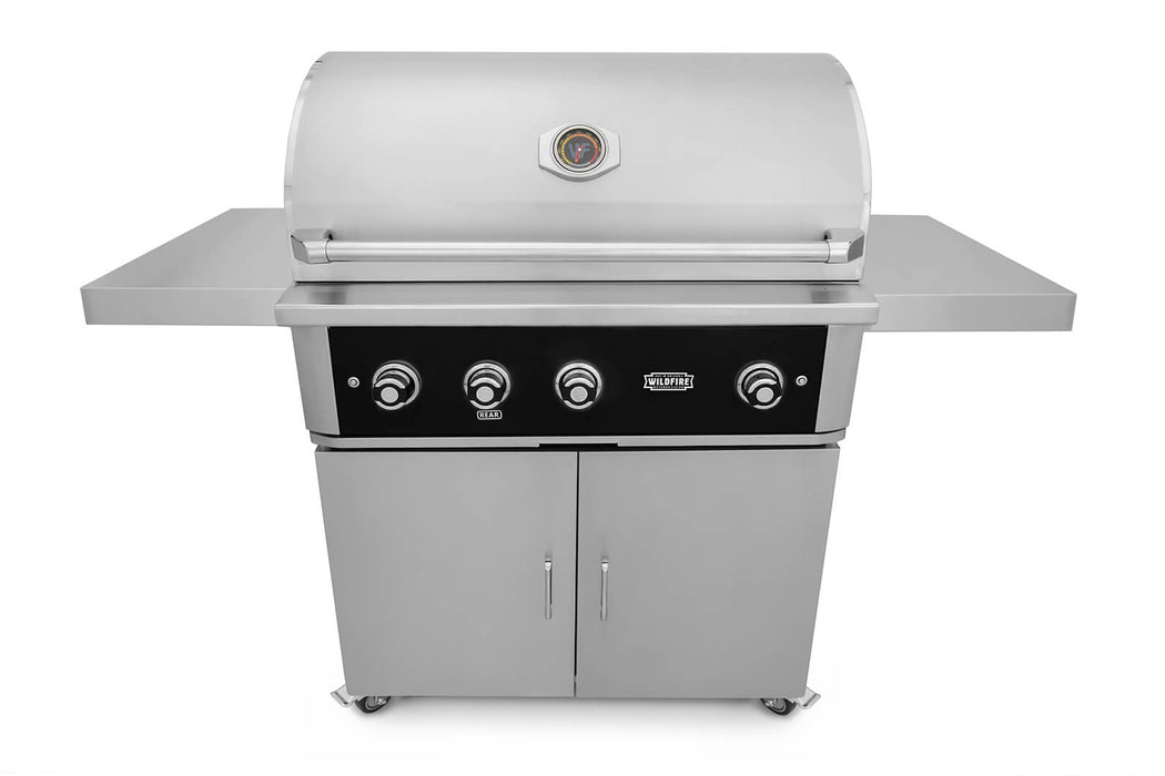 Wildfire 36" Ranch Series Pro Built-In Grill in Black 304 SS, available in Propane or Natural Gas. Cart included