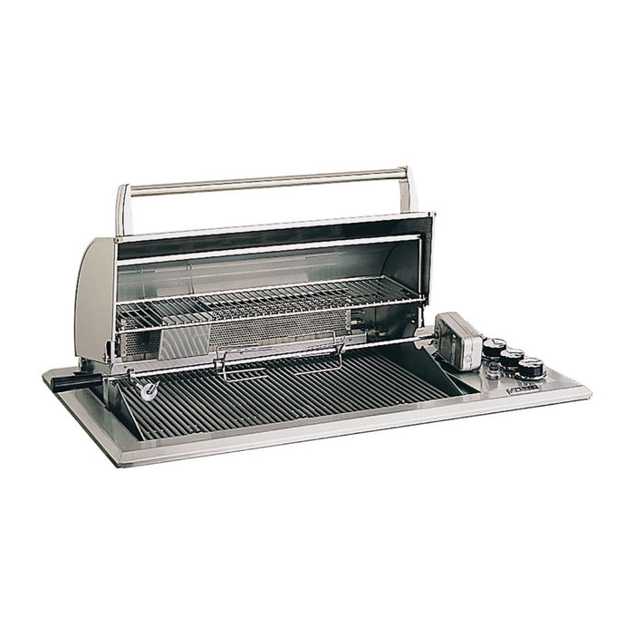 Fire Magic Legacy Regal I 30" Drop-In Grill with rotisserie backburner, featuring a sleek drop-in design and optional rotisserie kit for slow-roasting perfection.