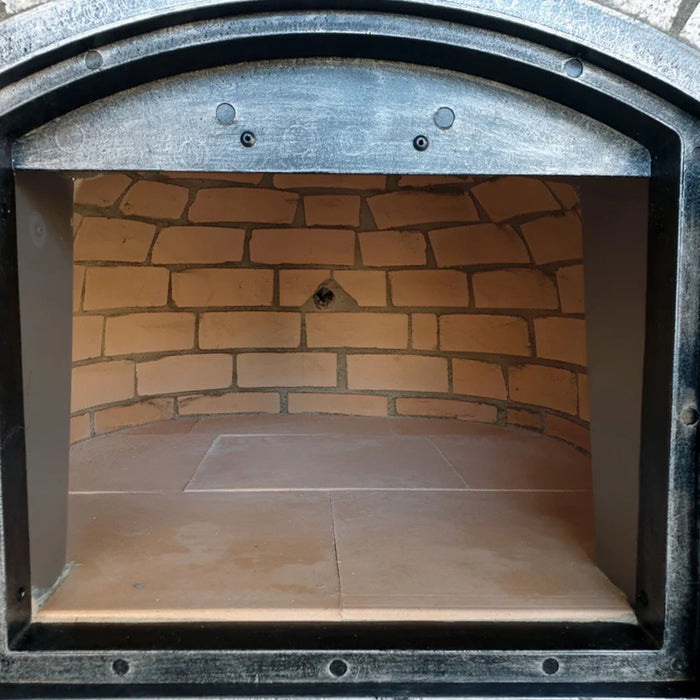 Close-up of the Lisboa Azul Pizza Oven's interior, showcasing the fire brick dome and cooking floor