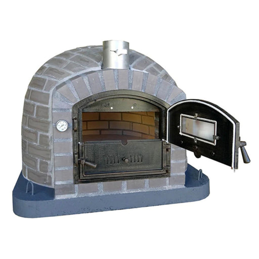 Lume Alto Tudo Premium Pizza Oven with door open showing interior firebrick dome