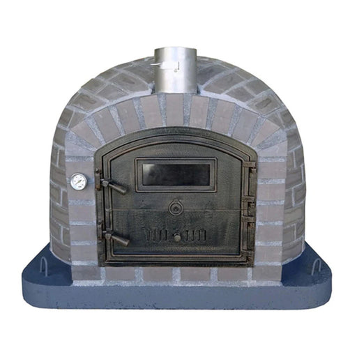  Lume Alto Tudo Premium Pizza Oven front view with closed cast aluminum door and thermometer