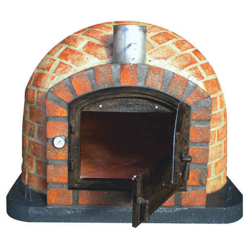 Rustic Lisboa Premium Pizza Oven with open door and visible fire brick interior