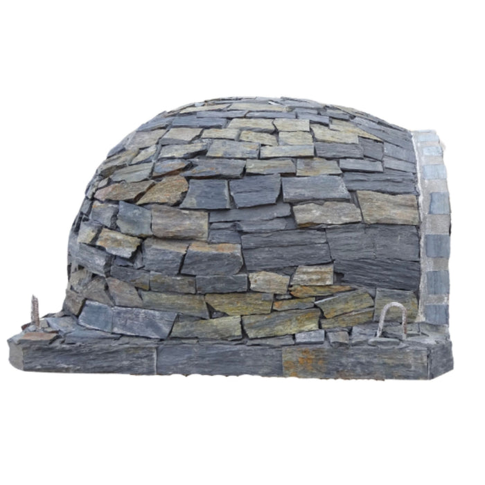 Rustic Pizzaioli Premium Pizza Oven by Authentic Pizza Ovens – side view showing full handcrafted stacked stone dome design.